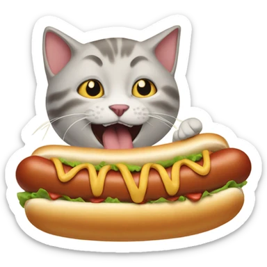 Cat eating hotdogs sticker