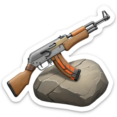 The rock with an ak-47 sticker