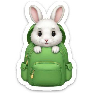 white rabbit wear green backpack sticker