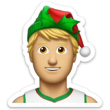 Larry Birds head with Christmashat sticker