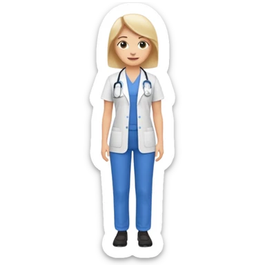 full body physiotherapist, professional clothing, friendly pose, emoji style sticker