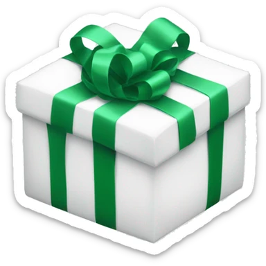 White gifts with green ribbon sticker