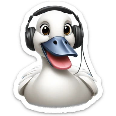 goose playing videogames with headset on sticker