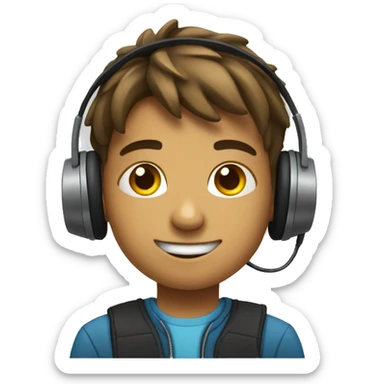 young programmer boy with headphones sticker