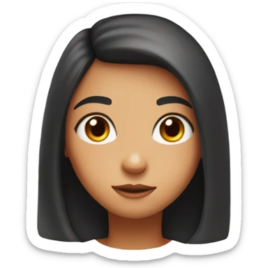 girl with dark hair and orange t-shirt, white skin, a little bit of redness on the cheeks and in her tshirt is written the word: a16z sticker