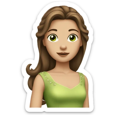 Princess with straight brown hair and green eyes sticker