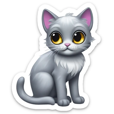 ethereal cute grey cat littlest pet shop lisa frank style sticker