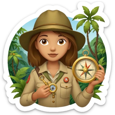 Girl + compass,Jungle Explorers. sticker