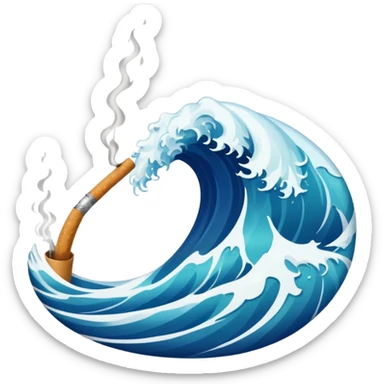 ocean wave smoking a cigarette sticker