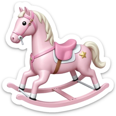 Light pink rocking horse toy for kids with white legs sticker