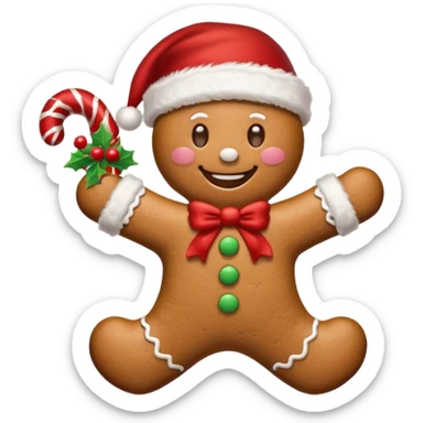 christmas gingerbread man with santa hat sticker