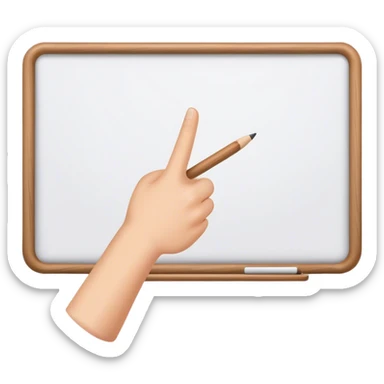 Hand holding Woodstick pointing whiteboard sticker