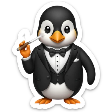 A penguin wearing a smoking sticker