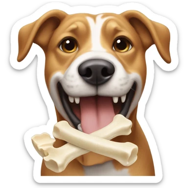 Face eating dog bone sticker