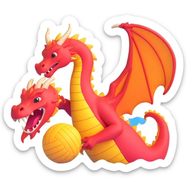 dragon playing water polo in a different pose, bright colors sticker
