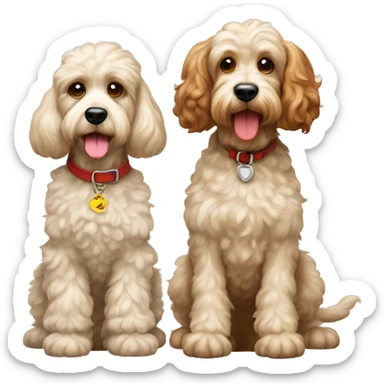 Two cockapoos full body one red cockapoo and one smaller cream color cockapoo  sticker
