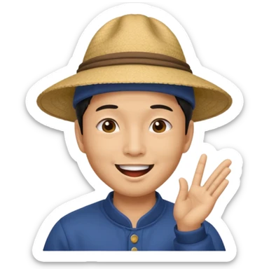 asian man in asian hat blowing a kiss sticker