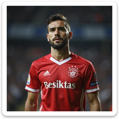 man wearing Beşiktaş football jersey, photorealistic style, no background sticker