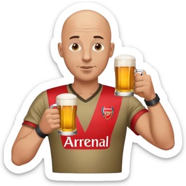 Bald Arsenal fan drinking beer sticker