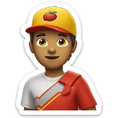 Morocho boy in rojo attire with a yellow Nike cap 🌟. sticker