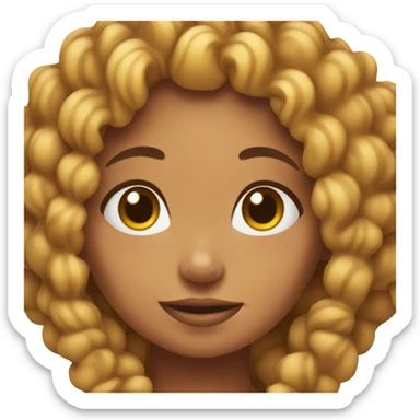 Bronskin girl with curly braids making hand heat  sticker