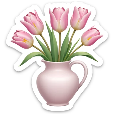 Light pink tulips in white vase sticker