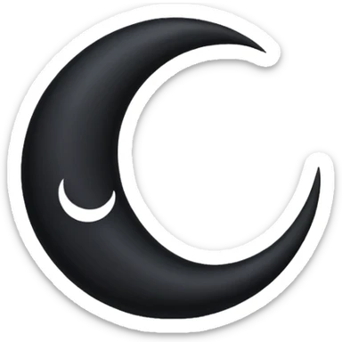 dark crescent moon emoji style with no face no eyes no mouth solid dark colour no glow or other items  sticker