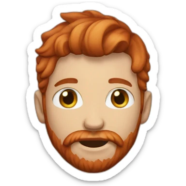 red haired man with beard hugging sticker