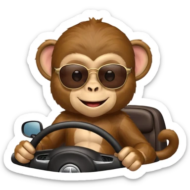 a monkey driving a car
 sticker
