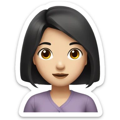 asian girl with black hair and brown eyes sticker