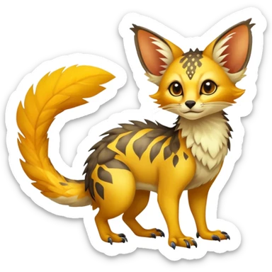 Feral Rare Fantasy vibrant tropical Vernid-Trico-species by LiLaiRa, random markings, tufted tail, tufted ears, full body sticker