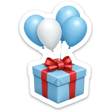 Please make light blue and white balloons too, make several and tie them to a gift sticker