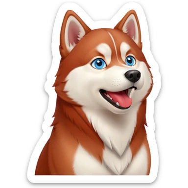 cute, disney-style red siberian husky with blue eyes, howling sticker
