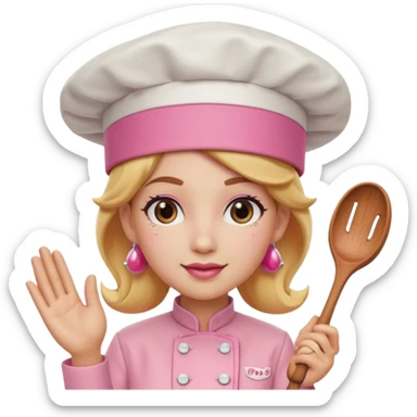 Pink chef hat princess peach with a hand sticker
