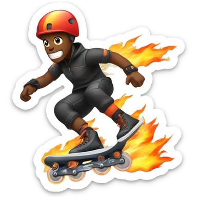 rollerblading with fire and thunder sticker