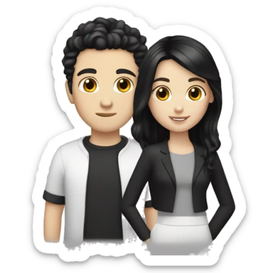 White girl black hair with white boy black hair sticker