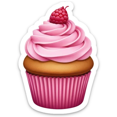 Cupcake with pink raspberry frosting sticker