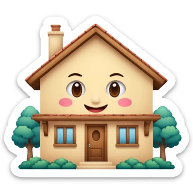 dessiner une maison moderne , met "Airbnb", rajoute un visage (yeux et bouche) avec un sourire. sticker