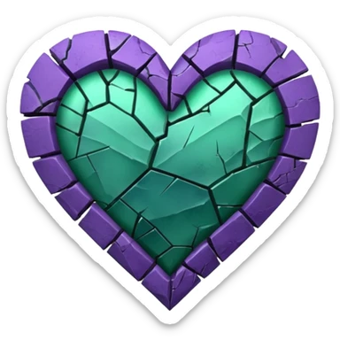 violet green broken heart sticker