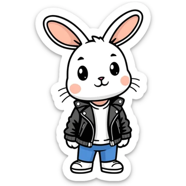White rabbit biker sticker