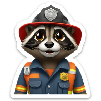 Raccoon dressed as a firefighter  sticker
