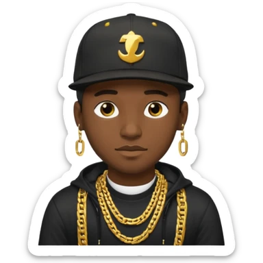 black guy with golden chains and a snapback cap sticker