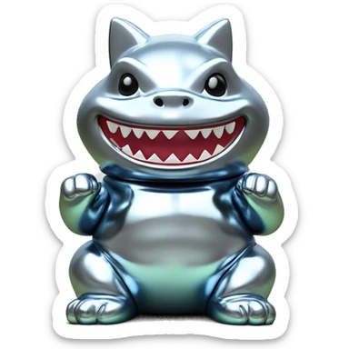 Full chrome plated solid color uncluttered maneki shark 3d sticker