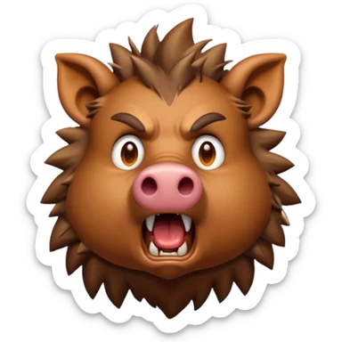 A shocked boar, with its top head exploding from shock a mix of 🐗 facing forward, and this emoji-🤯 sticker