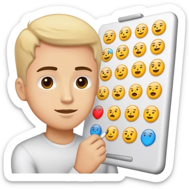 A guy drawing many emojis sticker
