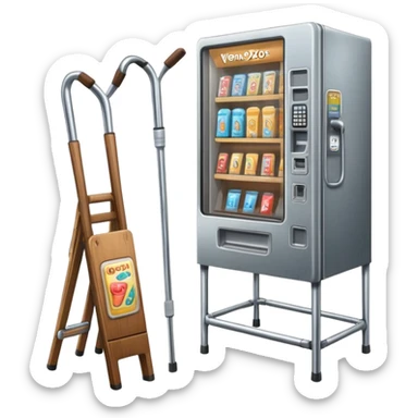 vending machine next to a pair of crutches  sticker