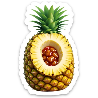 General tso chicken inside of half a cut open hollow pineapple  sticker