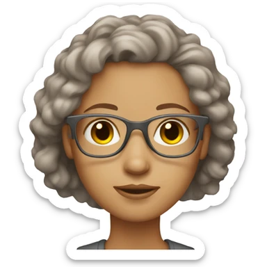 redhead with gray frame eyeglasses amber eyes and light skin sticker