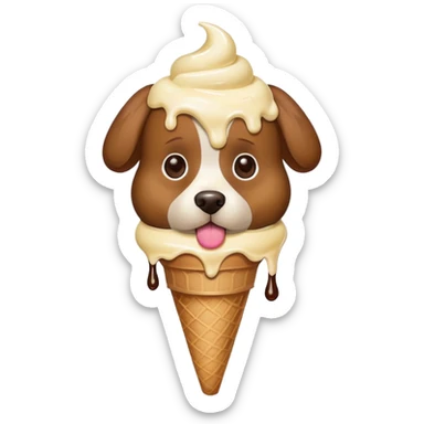 A dog with an ice cream on his head sticker