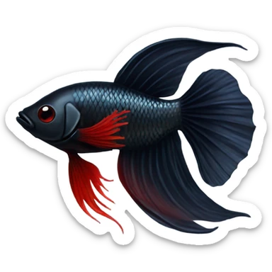 Fully Black with tiny red lines betta fish short fins sticker